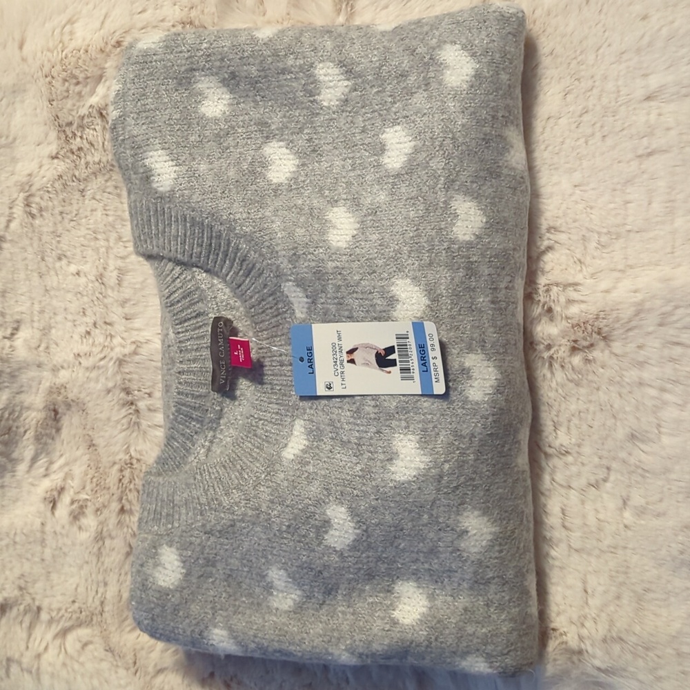 Heart Valentine's Day Sweater, Sz Lrg, Vince Camuto, NWT